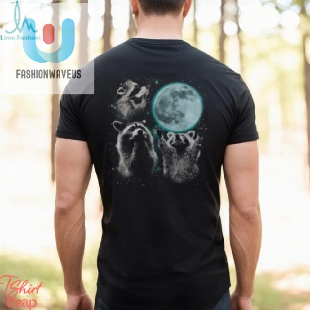Quirky Raccoon Trio Howling Moon Mens Tshirt  Fun  Unique