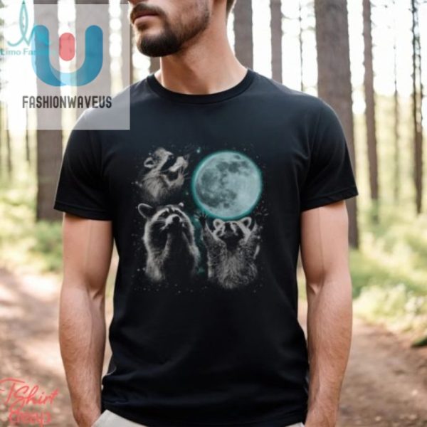 Quirky Raccoon Trio Howling Moon Mens Tshirt Fun Unique fashionwaveus 1 3
