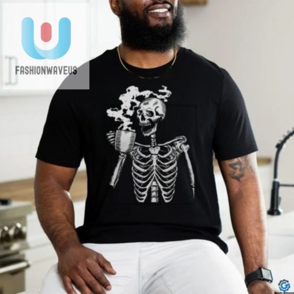 Quirky Skeleton Coffee Shirt Sip Smile Repeat fashionwaveus 1