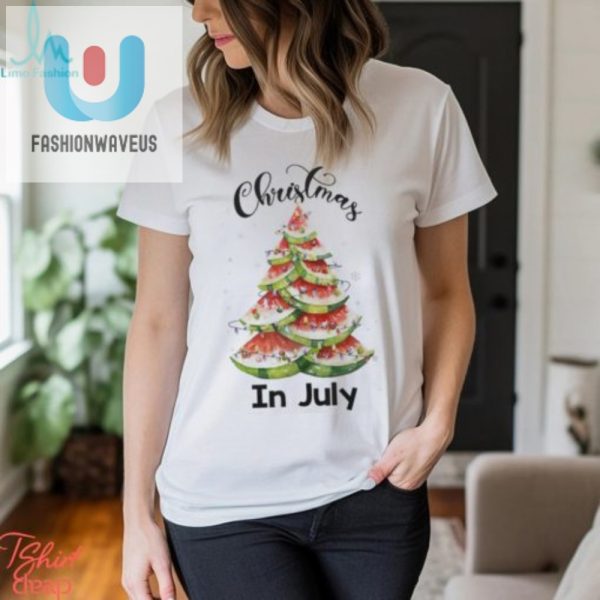 Funny Watermelon Xmas Tree July Tshirt Mens Vacation Tee fashionwaveus 1