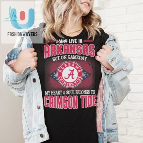 Funny Arkansas Fan Heart Beats For Alabama Crimson Tide Shirt fashionwaveus 1 5