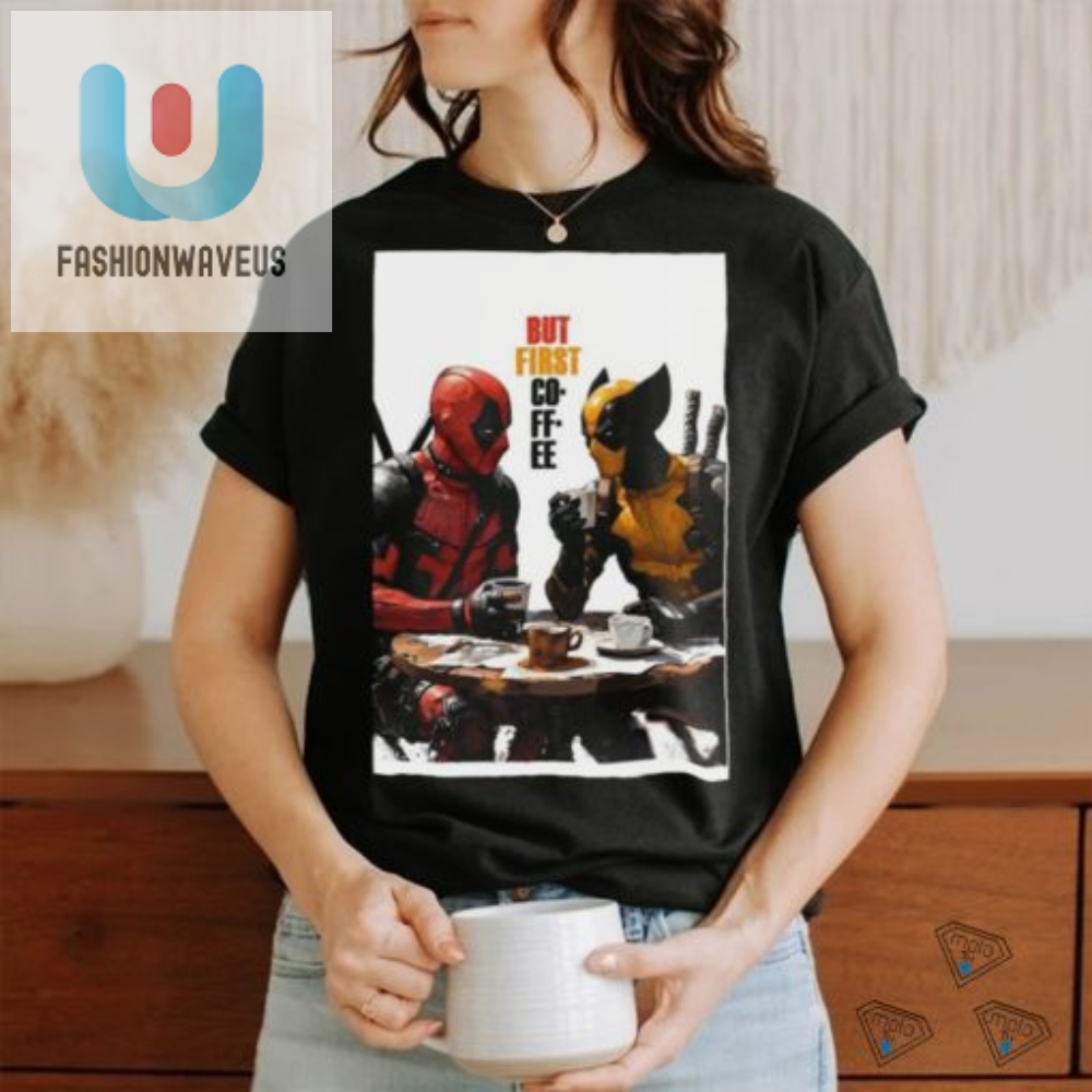 Comical Deadpool  Wolverine 2024 Coffee Long Sleeve Tee