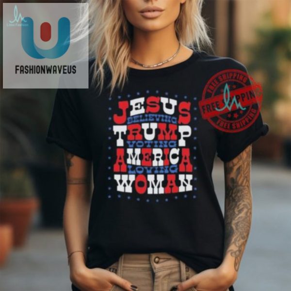 Retro Jesustrumpamerica Tee For Funny Fierce Women fashionwaveus 1