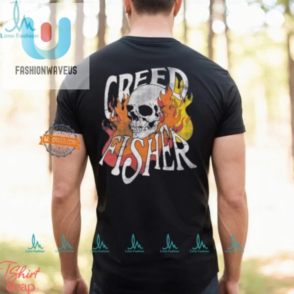 Rock Hilarious Style With Creed Fisher Skull Flames Shirt