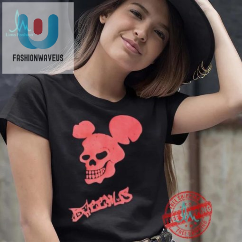 Quirky Skull Mickey Bacchus Logo Tee  Fun  Unique Design