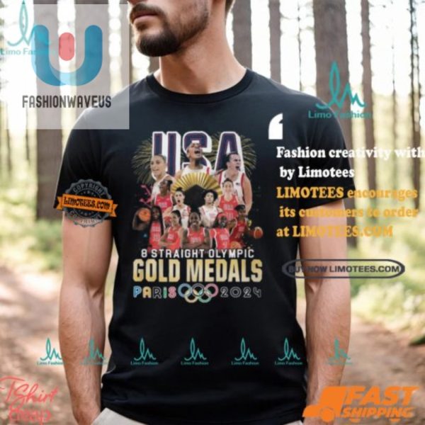 8 Straight Golds Usa Womens Olympic Tee Paris 2024 Fun fashionwaveus 1 2