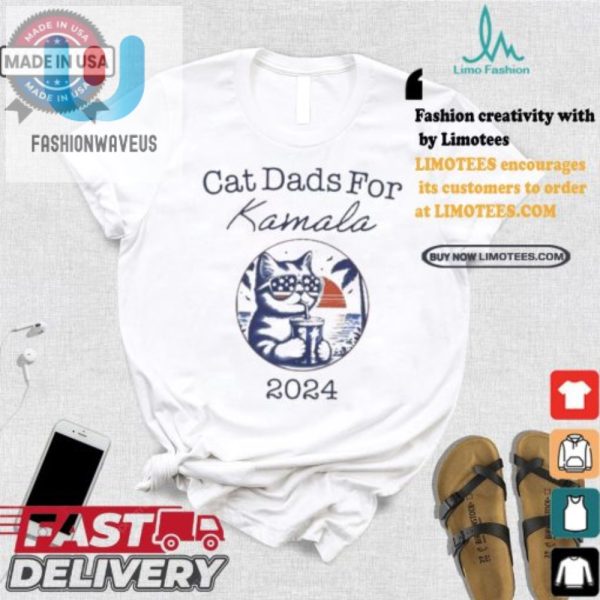 Purrfectly Pawsome Cat Dads For Kamala 2024 Tshirt fashionwaveus 1