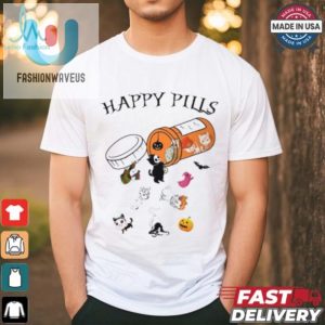 Hauntingly Hilarious Happy Pills Halloween Tshirt fashionwaveus 1 1