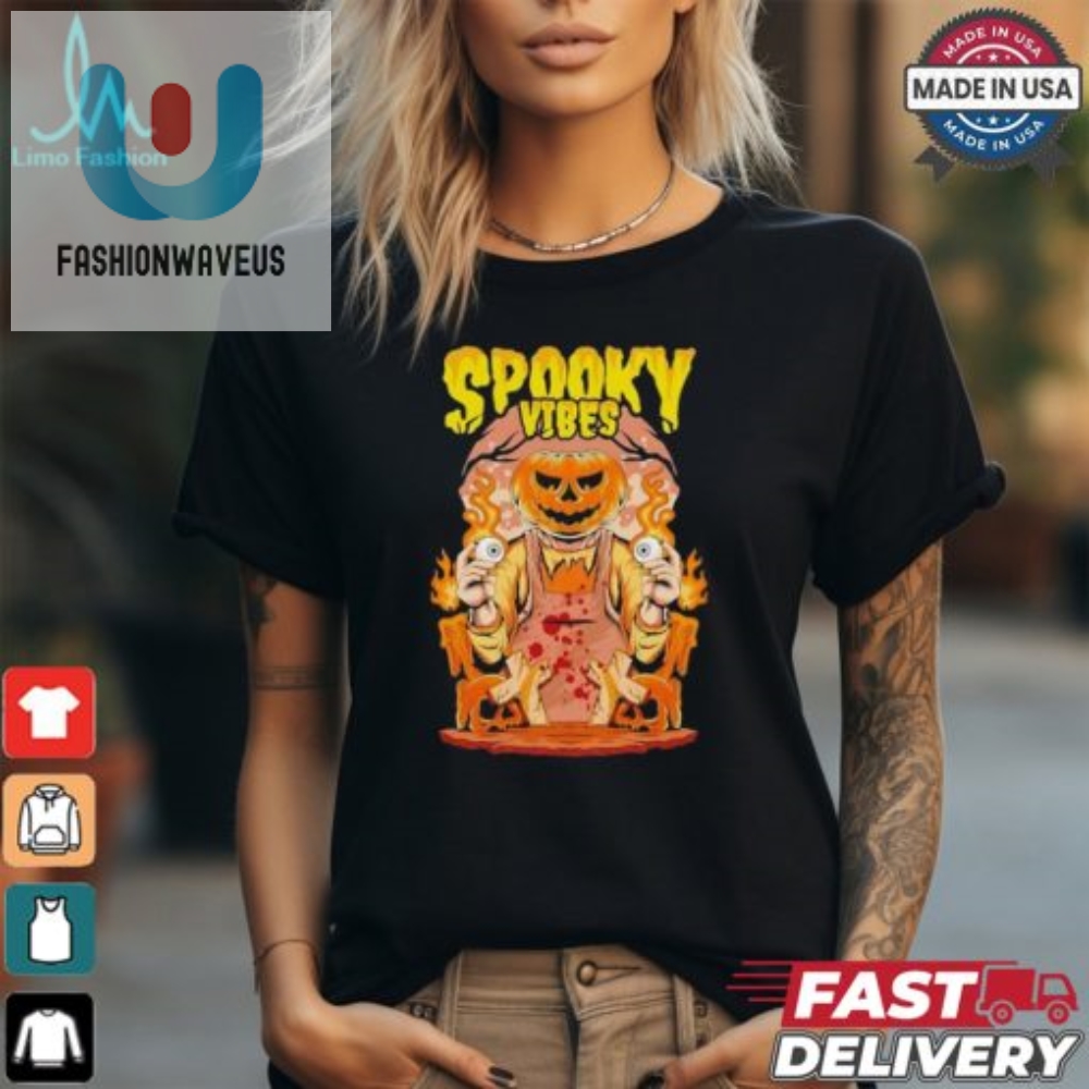 Funny Retro Spooky Pumpkin  Flames Halloween Shirt