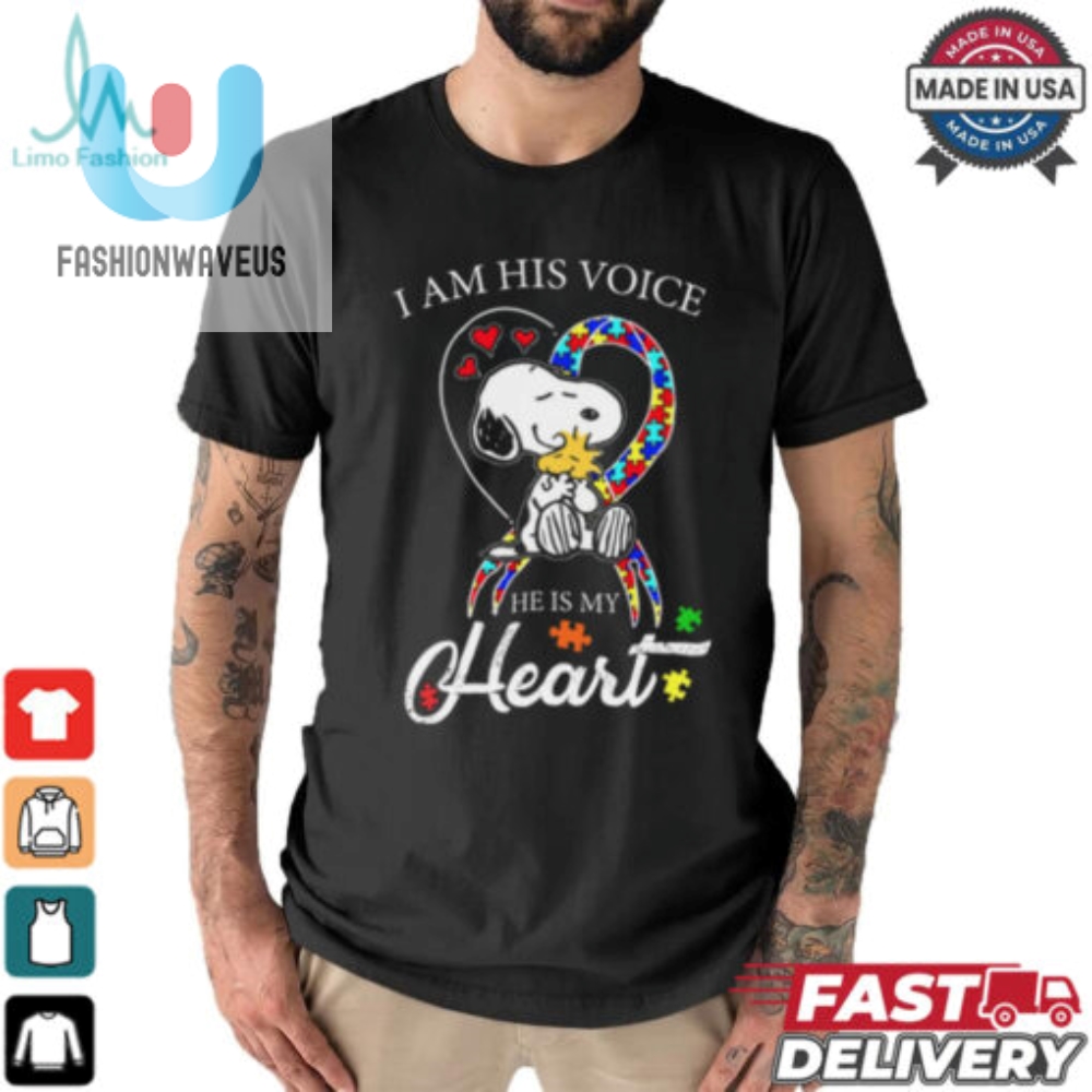 Funny Unique Snoopy Autism Shirt  His Voice My Heart