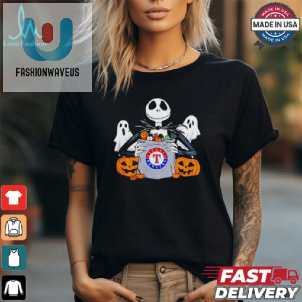 Spooky  Funny Texas Rangers Jack Skellington Halloween Tee