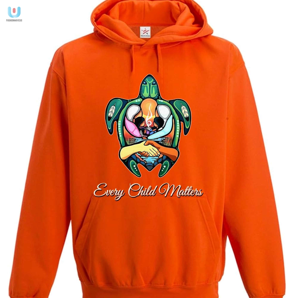 Shellebrate Every Child  Fun Orange Turtle Tee