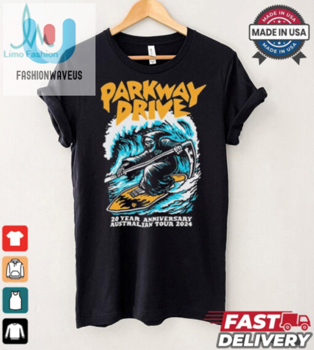 Rock In Style 2024 Parkway Drive Funny Surfing Reaper Tee