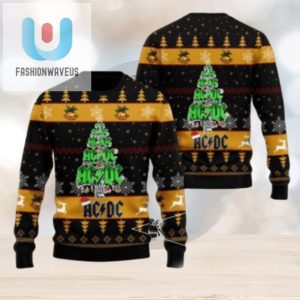 Rock Your Xmas Acdc Ugly Sweater Black Gold Knitted Fun fashionwaveus 1 1