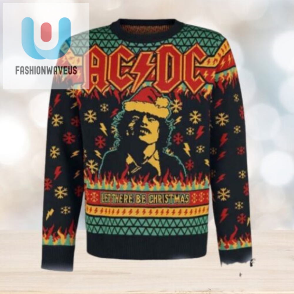 Rock The Halls Acdc Xmas Thunder Ugly Sweater 2024