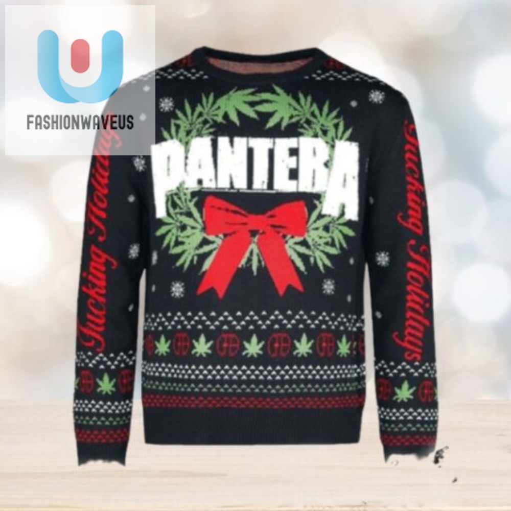 Funny Pantera Holiday Wreath Ugly Sweater  Unique Xmas Style