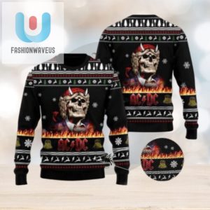 Rock The Halls Acdc Angus Flame Skeleton Xmas Sweater 2024 fashionwaveus 1 1