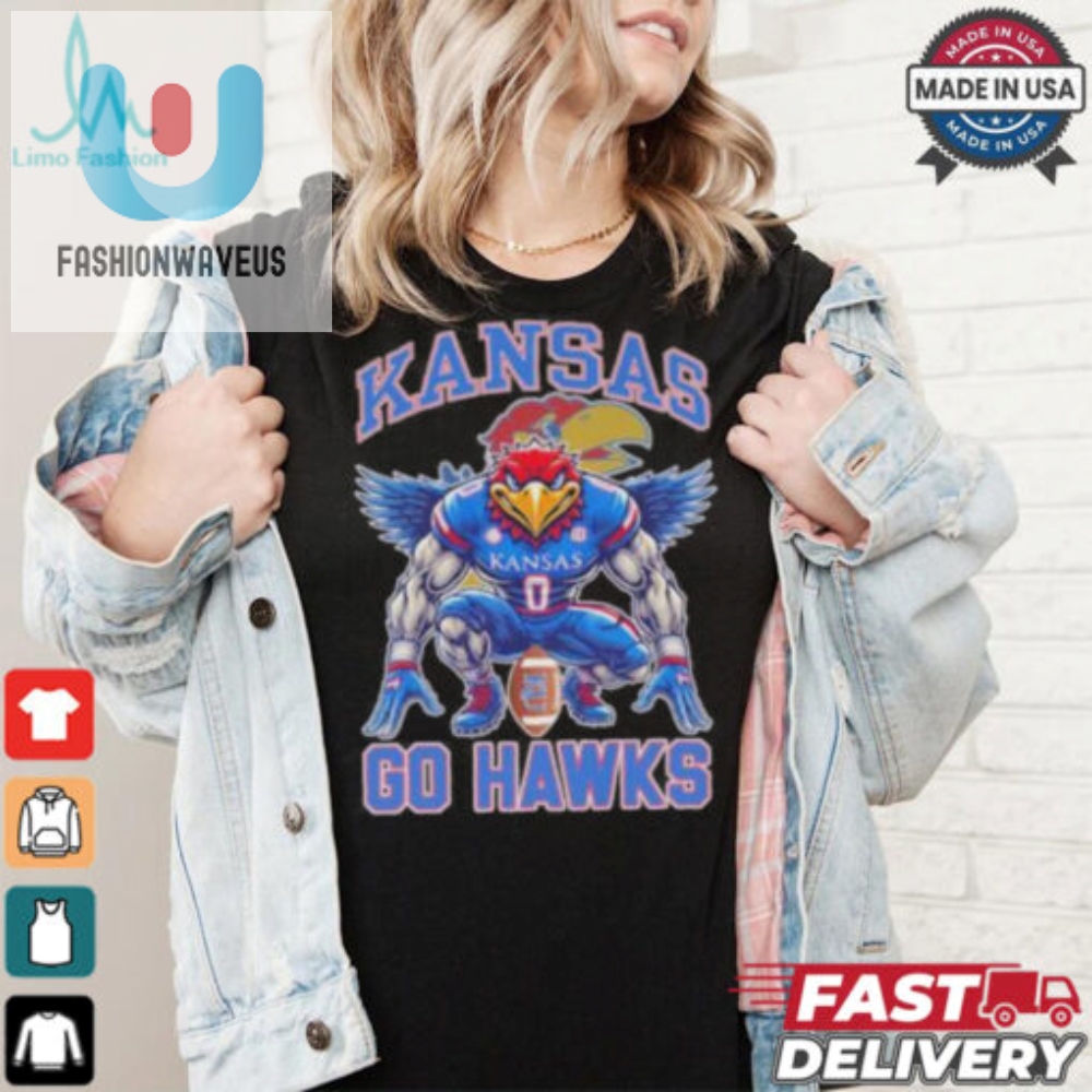 Rock Chalk Laughs Funny Kansas Jayhawks Mascot Tee