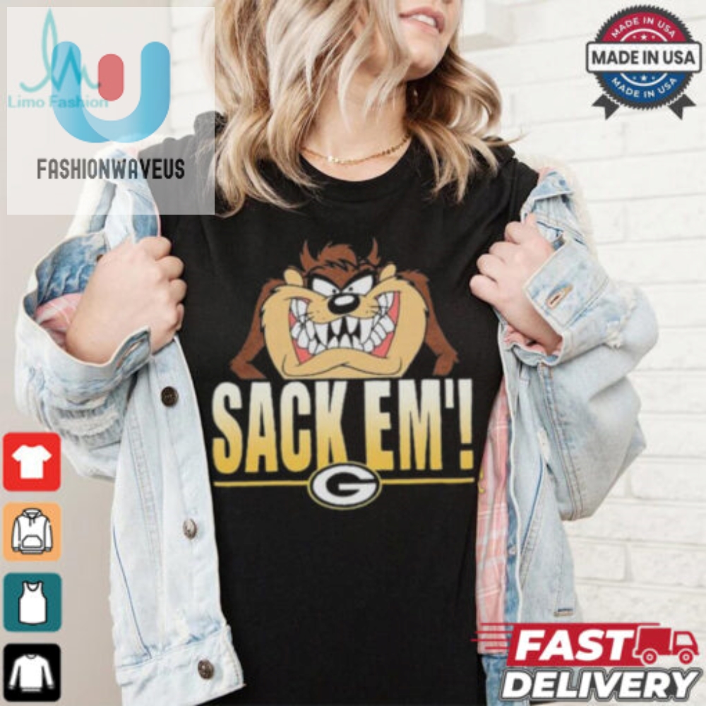 Taz Sack Em Packers Tee  Hilarious  Unique Fan Gear