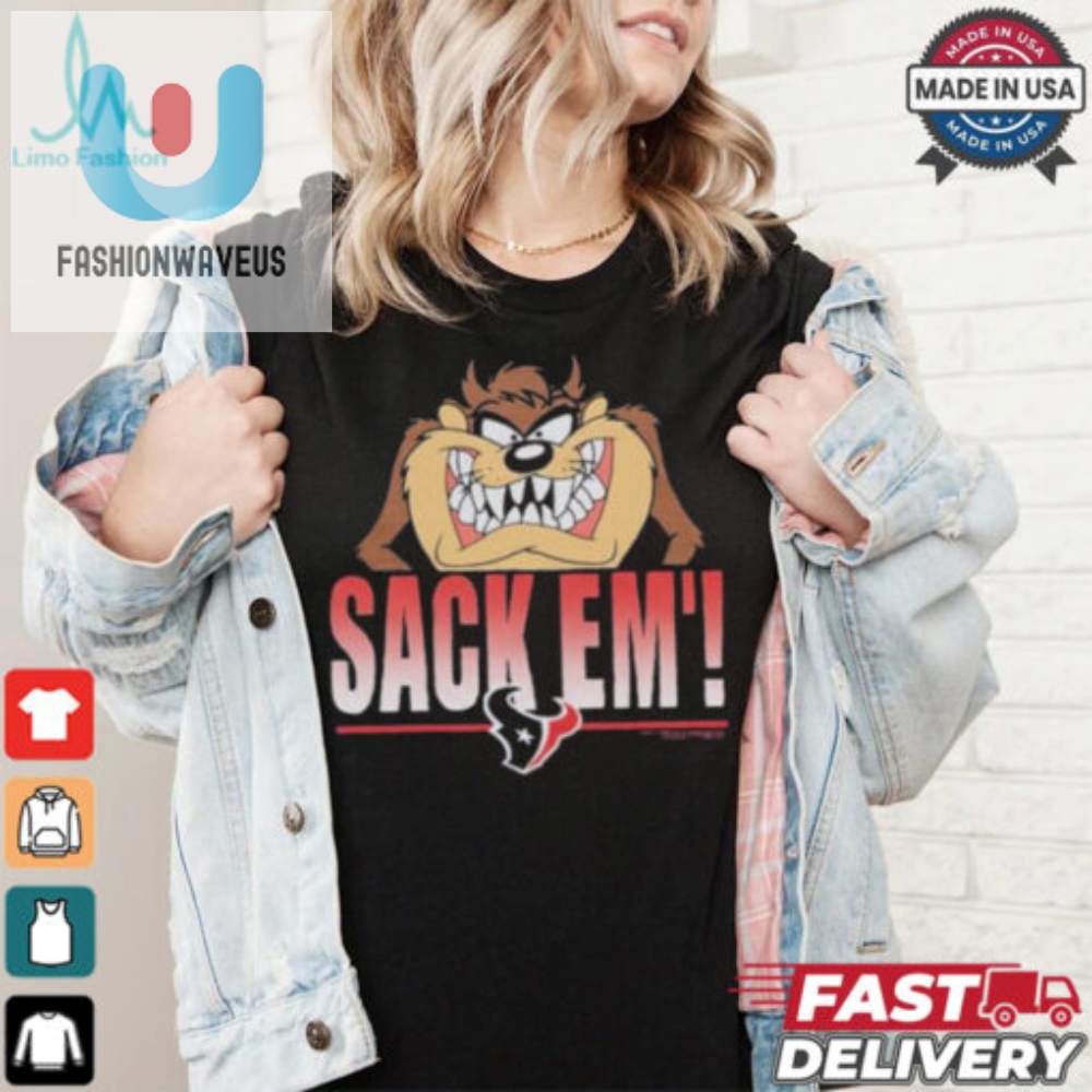 Get Sacked In Style Taz X Texans Funny Tshirts