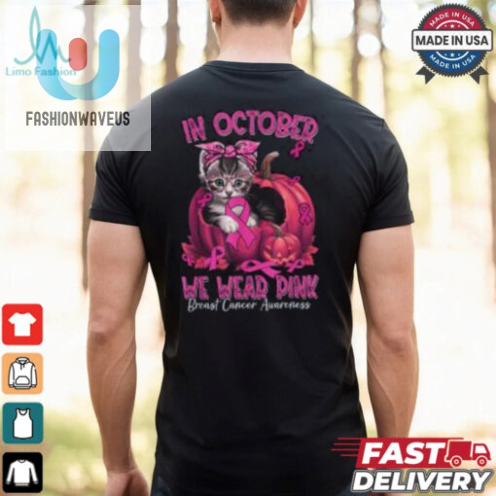 Purrfectly Pink Funny Breast Cancer Awareness Cat Tee