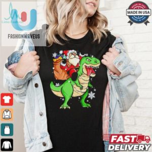 Funny Santa Riding Trex Christmas Shirt Unique Xmas Gift fashionwaveus 1 3