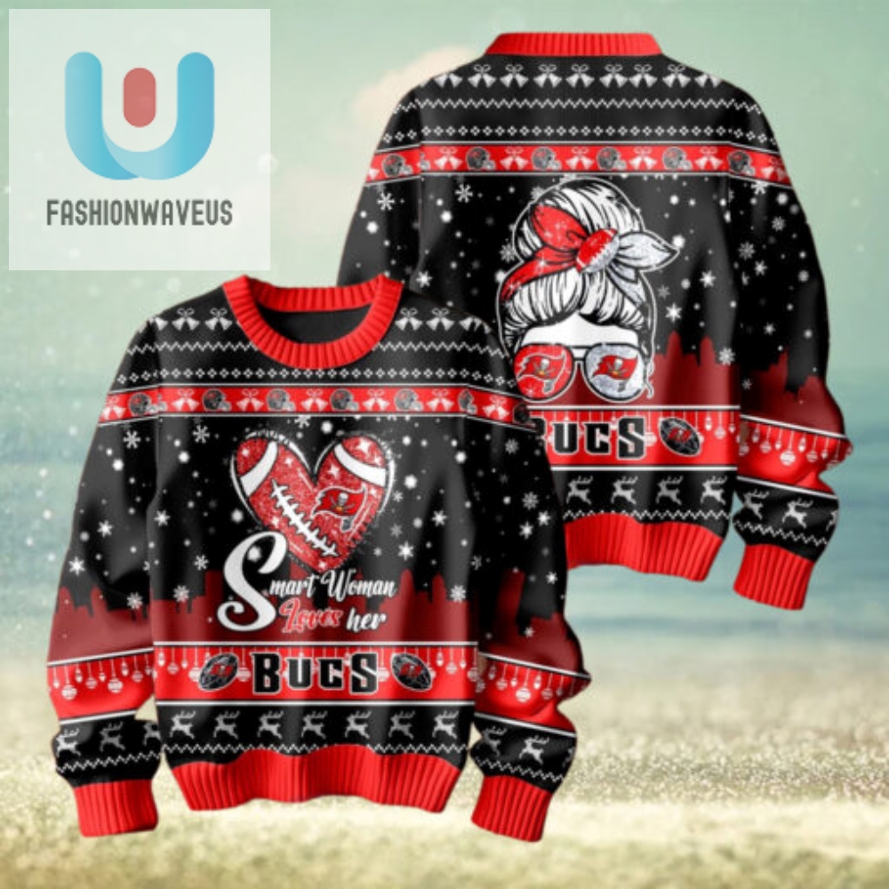 Smart Woman Loves Her Tampa Bay Buccaneers Christmas Holiday Sweater1 