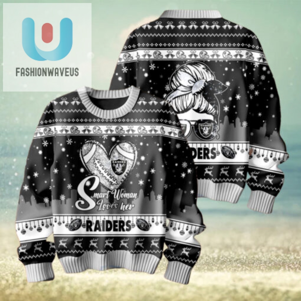 Smart Woman Loves Her Las Vegas Raiders Christmas Holiday Sweater1 