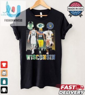 Official Wisconsin Giannis Antetokounmpo Jordan Love And Jackson Chourio Signatures Shirt fashionwaveus 1 2