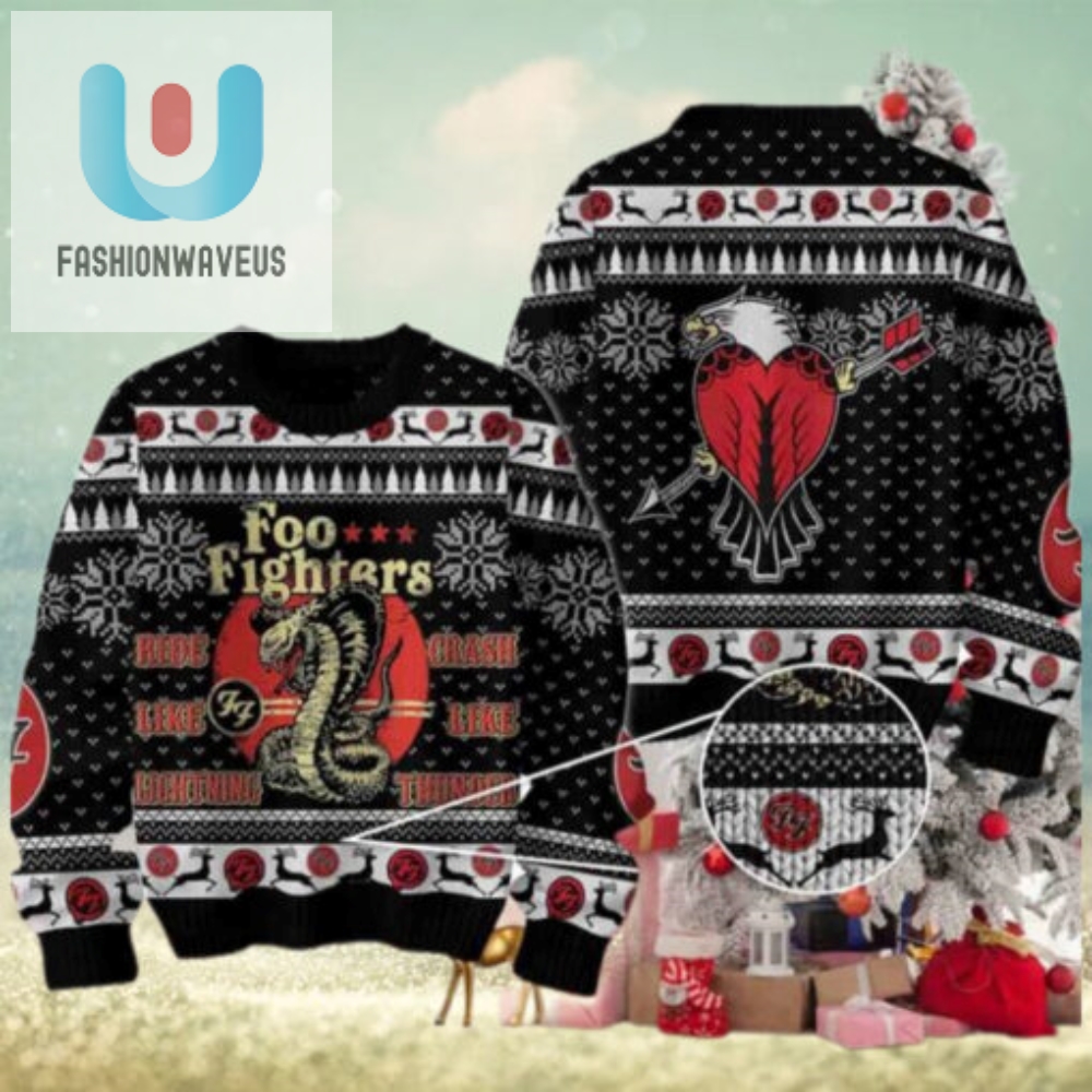 Foo Fighters Ride Like Lighting Christmas Sweater Chirstmas Gifts 2024 Xmas For Family And Friends Ugly Sweater 