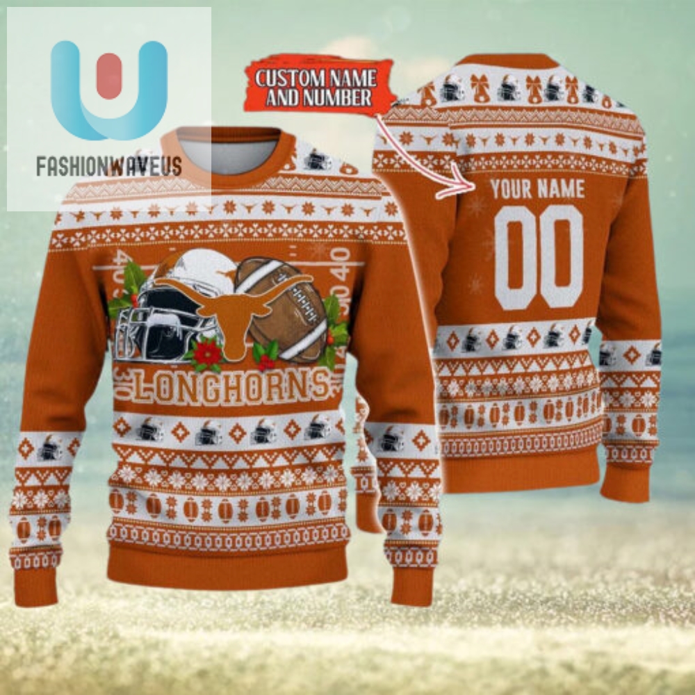 Ncaa Texas Longhorns Logo Team Football Custom Knitted Ugly Sweater 