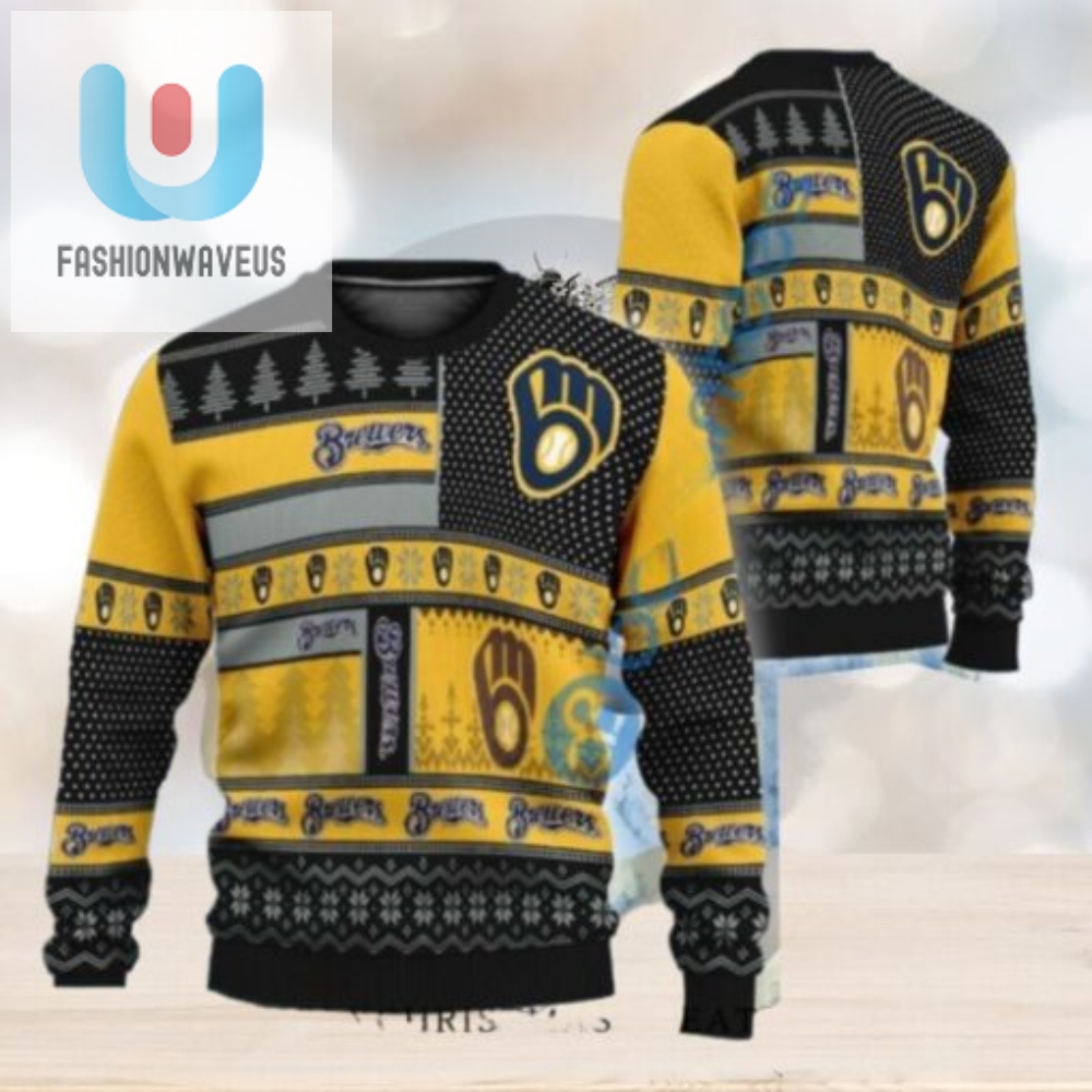 Milwaukee Brewers Patchwork Pattern Ugly Christmas Sweater 