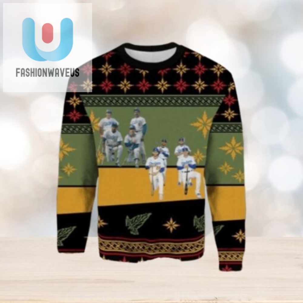 Mlb La Dodgers Team Lineup Green And Gold Ugly Christmas Sweater 