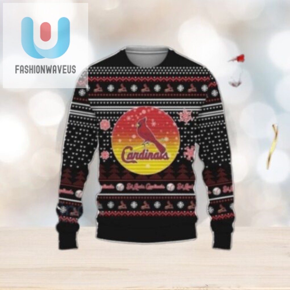 St. Louis Cardinals Black Sunset Logo Christmas Sweater 