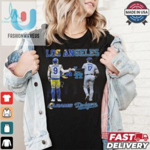 Official Los Angeles Rams Los Angeles Dodgers The Rivals In The City 2024 Signatures Shirt fashionwaveus 1 4