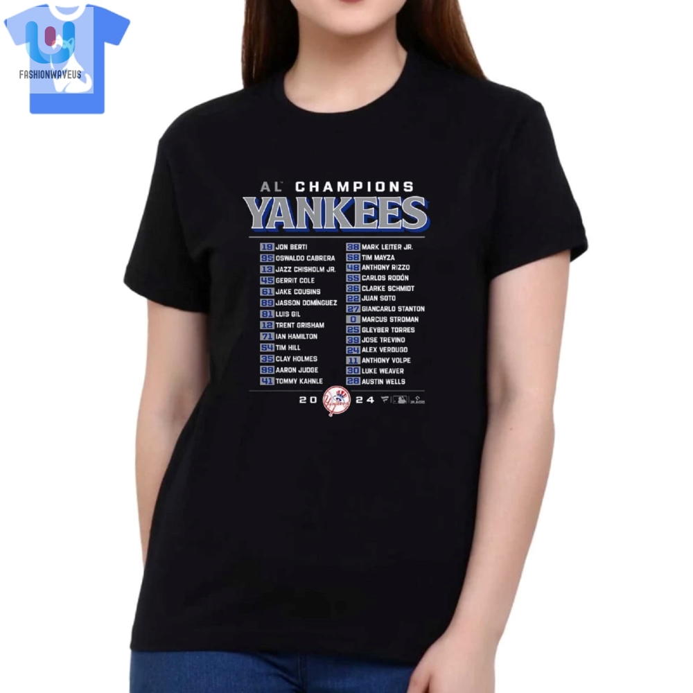 New York Yankees 2024 American League Champions Bloop Single Roster Tshirt 