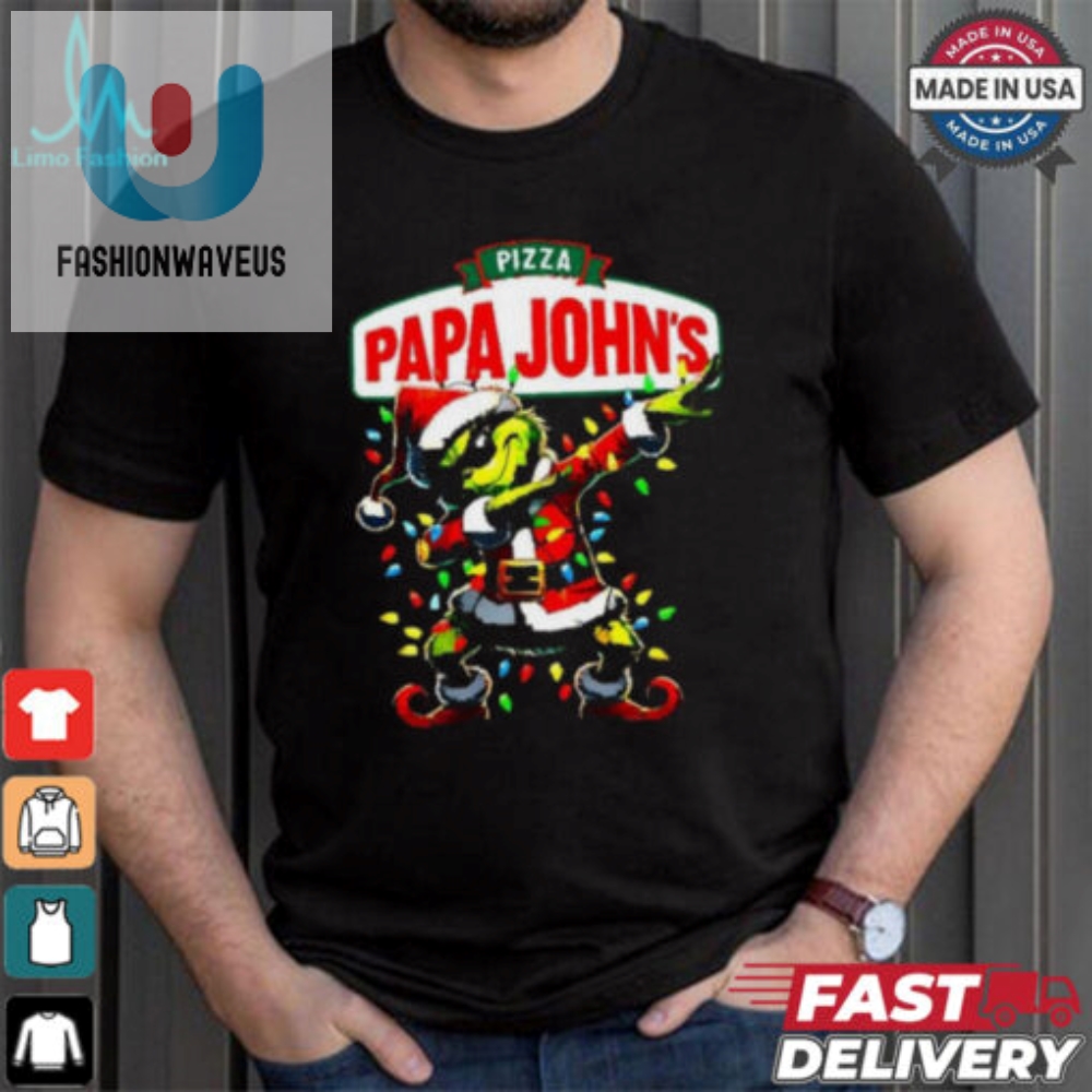 Santa Grinch Dadbing Papa Johns Pizza Christmas Shirt 