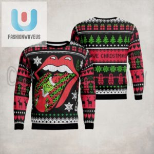 Rolling Stones Big Tongue Unexpected Grinch Stole The Tongue Ugly Christmas Sweater fashionwaveus 1 3