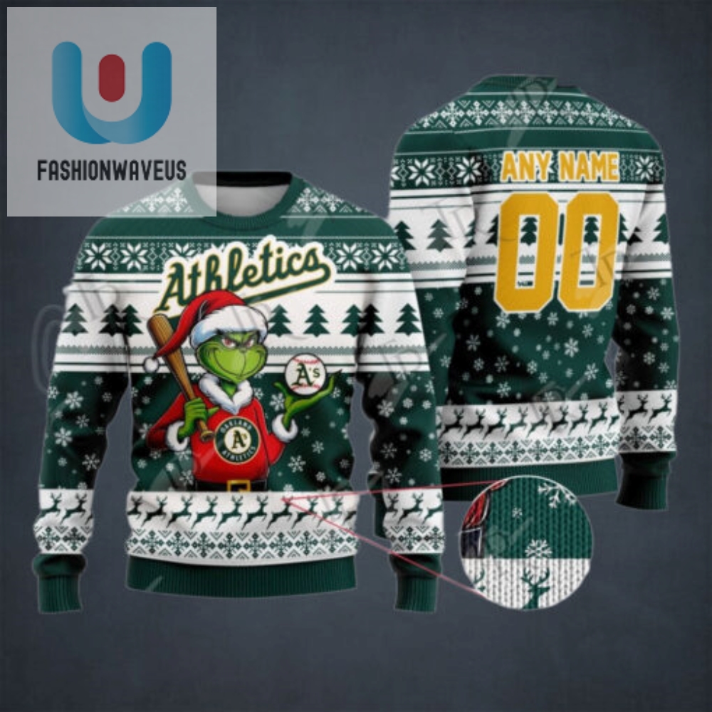 Mlb Oakland Athletics Grinch Christmas Sweater Design 