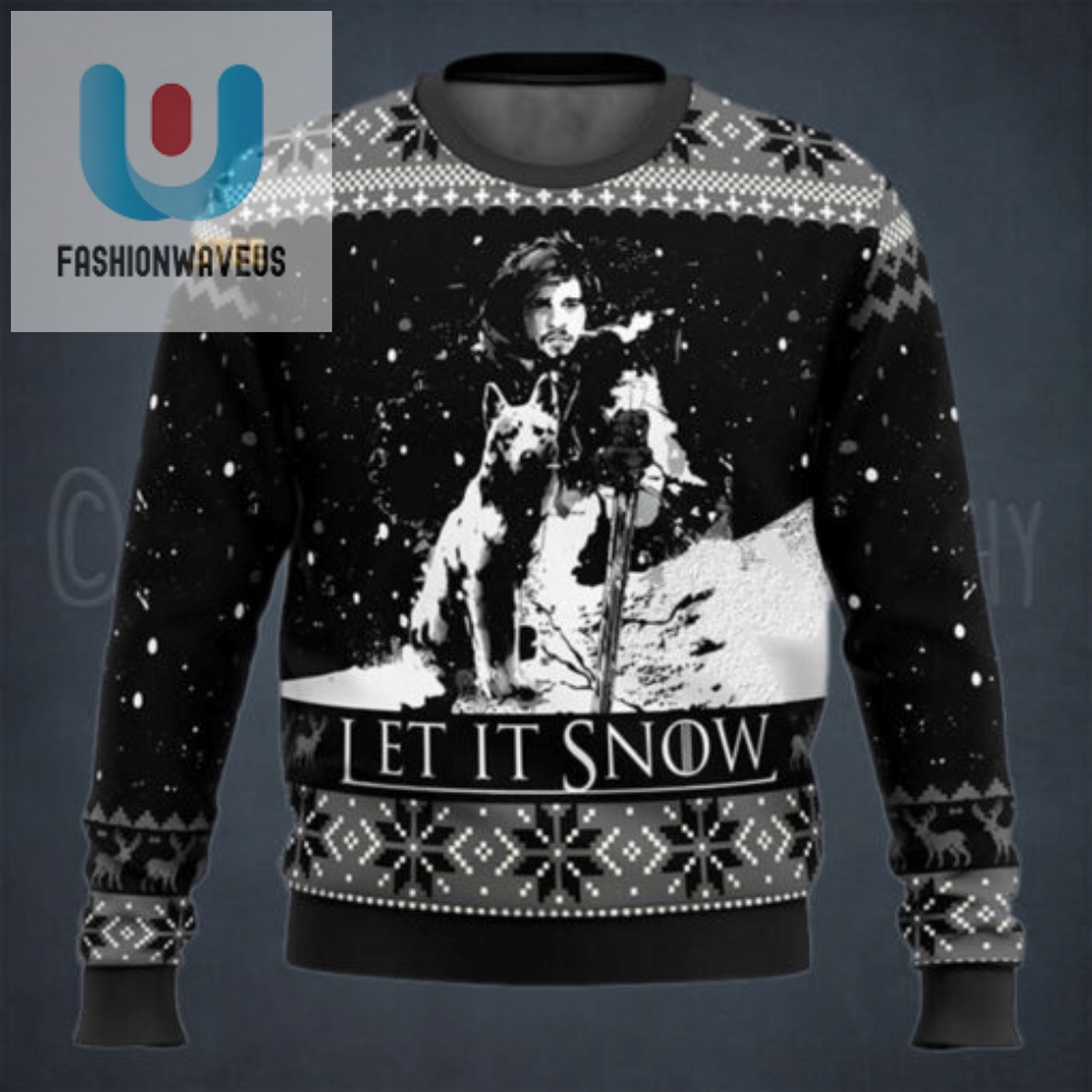 Game Of Thrones Jon Snow Let It Snow With Dog Ugly Christmas Holiday Sweater 