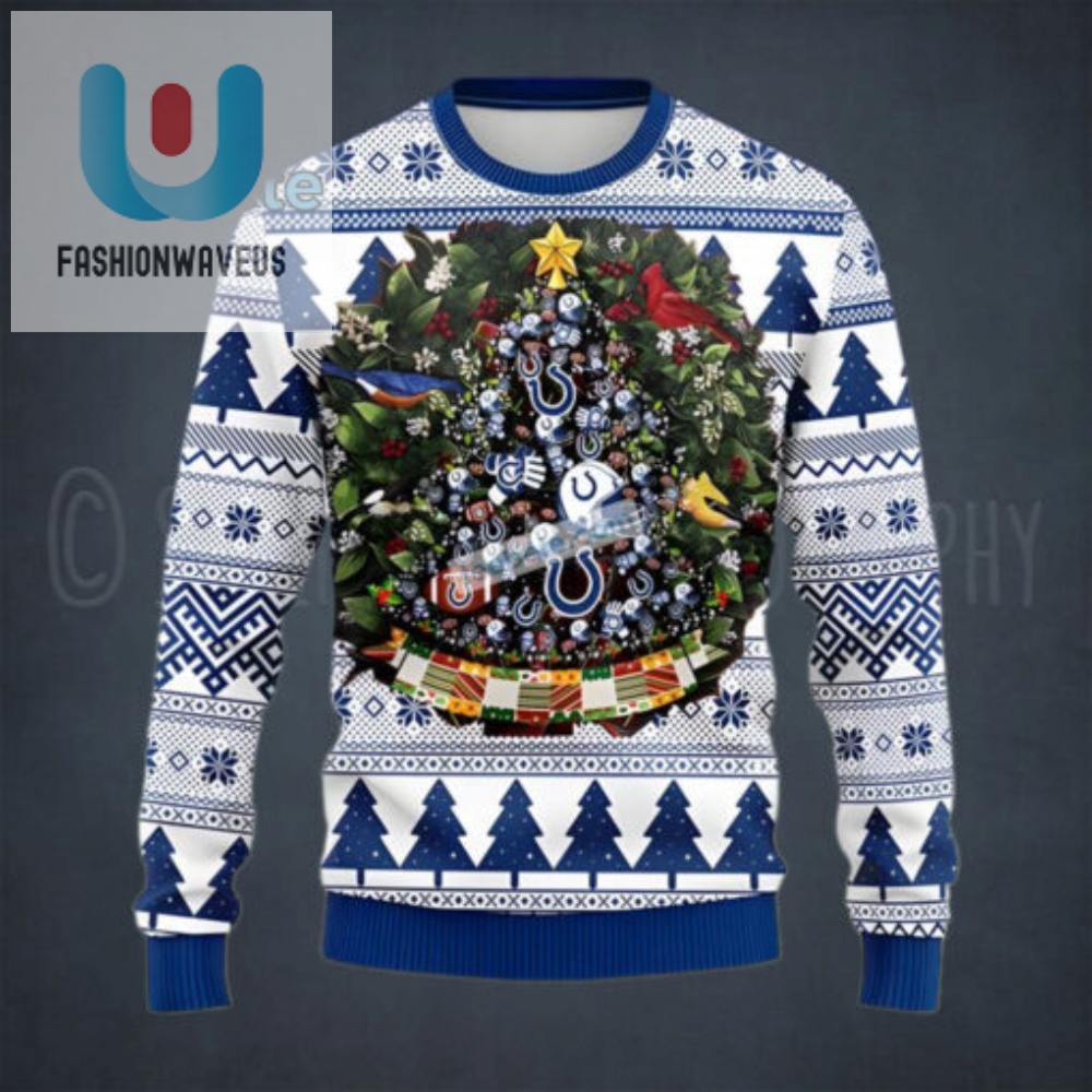 Indianapolis Colts Logo Like Christmas Tree Blue Womens Ugly Christmas Sweater 