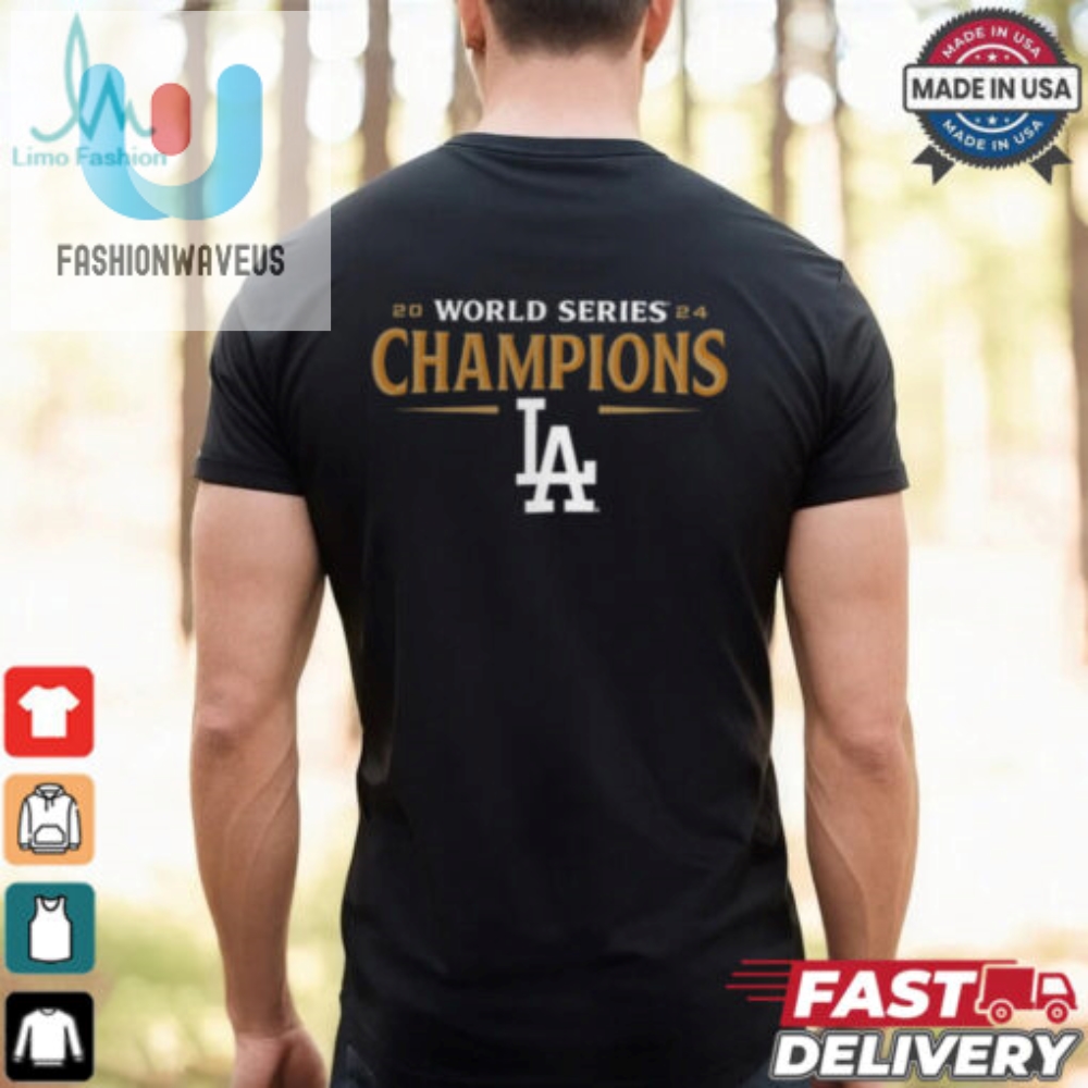 Los Angeles Dodgers Fanatics Black 2024 World Series Champions Jersey Roster T Shirt 