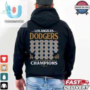 Los Angeles Dodgers Fanatics Black 2024 World Series Champions Roster T Shirt fashionwaveus 1 2