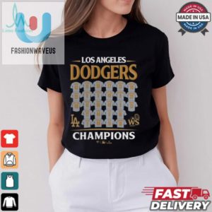 Los Angeles Dodgers Fanatics Black 2024 World Series Champions Roster T Shirt fashionwaveus 1 3