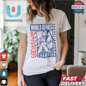 Los Angeles Dodgers Shohei Ohtani Fanatics White 2024 World Series Champions Kanji Swing T Shirt fashionwaveus 1 1