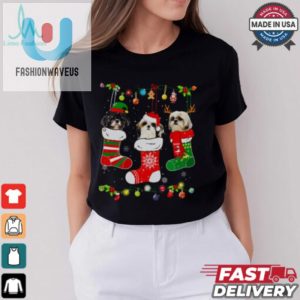 Christmas Cute Shih Tzu Puppy Dog In Socks Shirt fashionwaveus 1 3