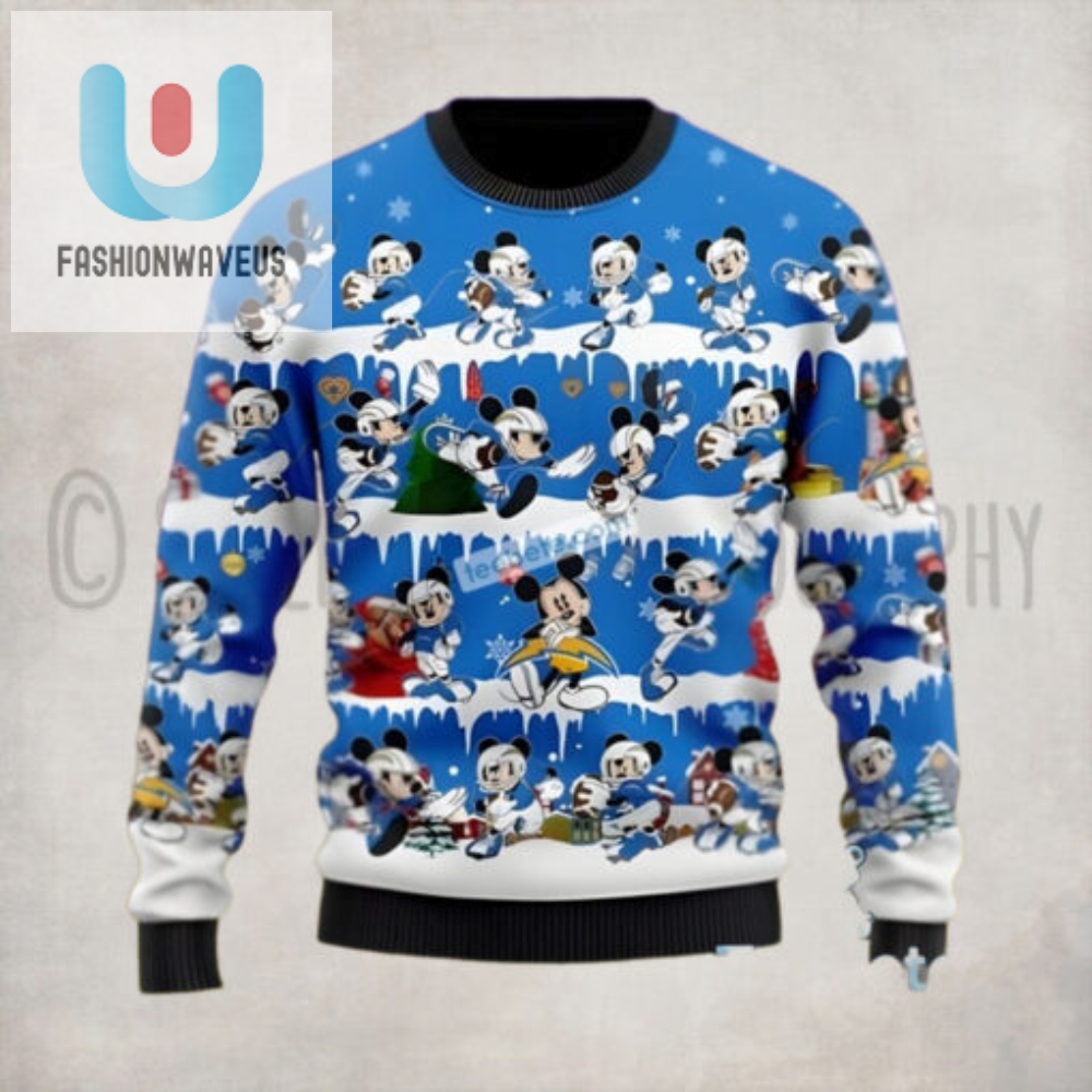 Mickey Mouse Los Angeles Chargers Blue White Plus Size Ugly Christmas Sweater fashionwaveus 1