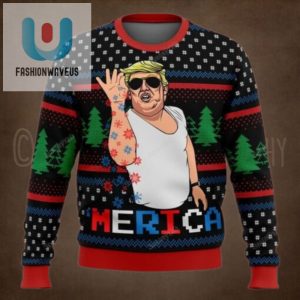 Trump Merica Funny Christmas Sweater Unisex Funny Winter Holiday Ugly Christmas Sweater fashionwaveus 1 1