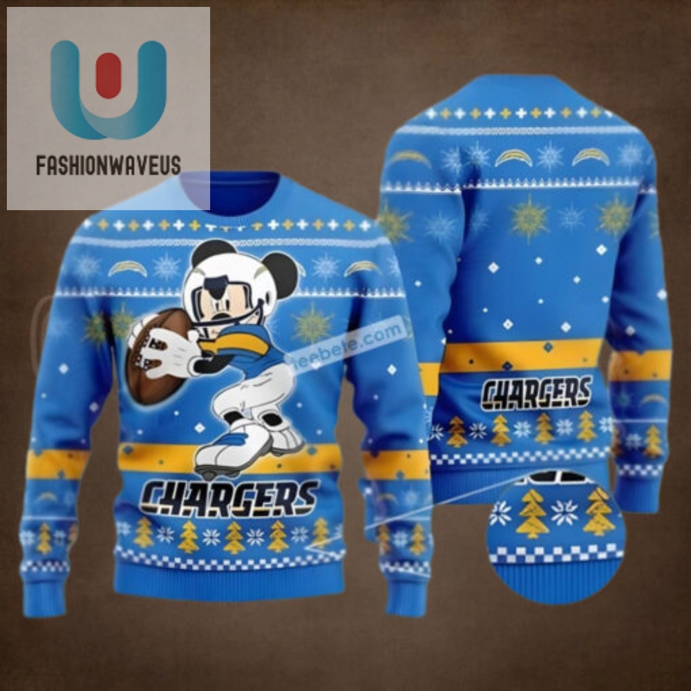 Los Angeles Chargers Mickey Mouse Blue Plus Size Ugly Christmas Sweater 