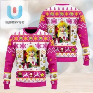 Christmas Princess Peach Ugly Sweater Mario Characters Holiday Sweater fashionwaveus 1 1